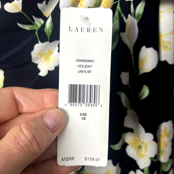 NWT Ralph Lauren Women's Size 10 Holiday All Over Floral Rouched Bodycon Dress - Picture 3 of 16